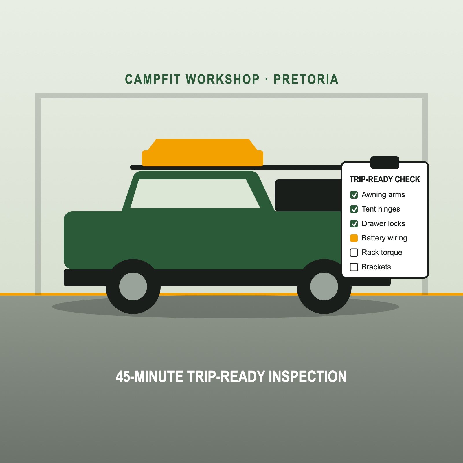 Trip-ready inspection at the CampFit workshop